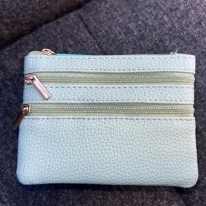 Compact Mint Green Zip Pouch Wallet - Women